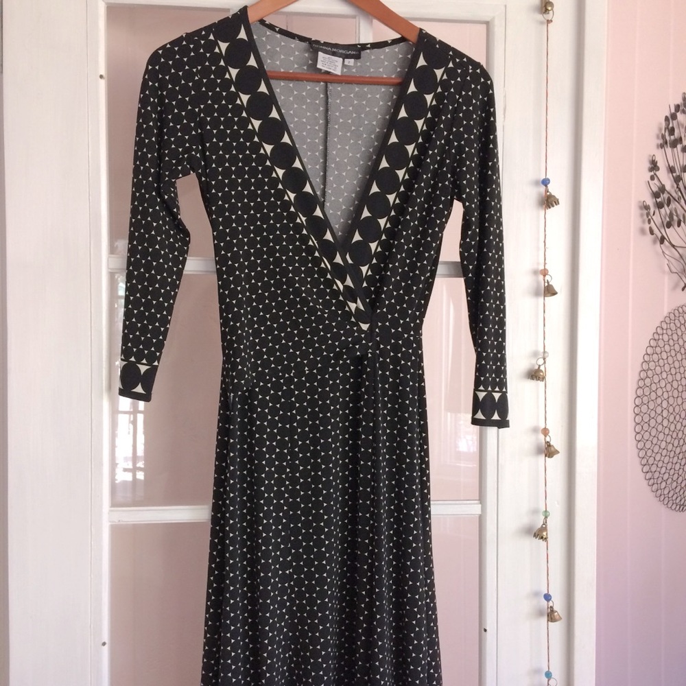 Donna Morgan Black printed Wrap dress